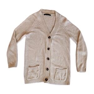 Jenni Kayne Cardigan Sweater‎ Minimalist Old Money Capsule Beige Women XS READ